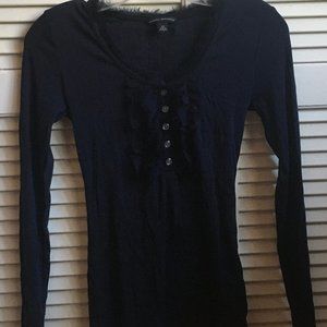 Black long sleeve shirt with button/fabric details